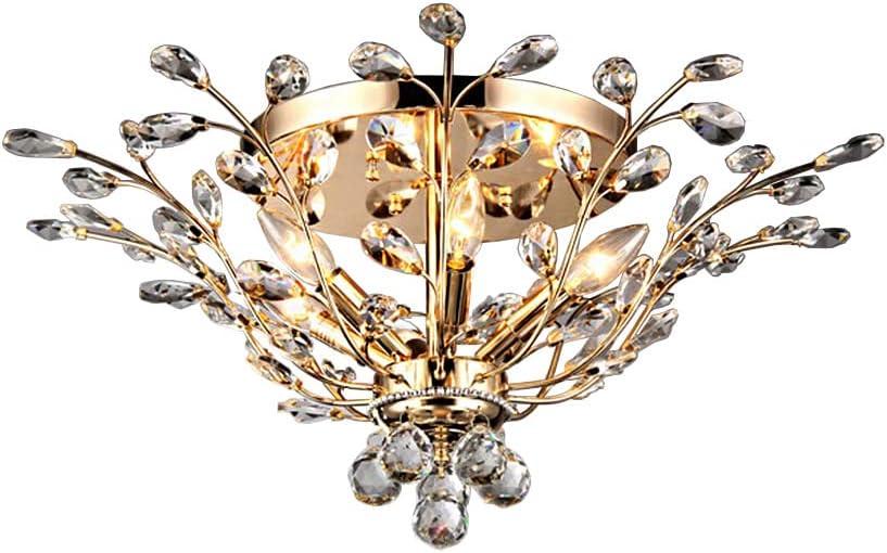 Warehouse of Tiffany Ava 6-light Gold 27-inch Crystal Flush Mount