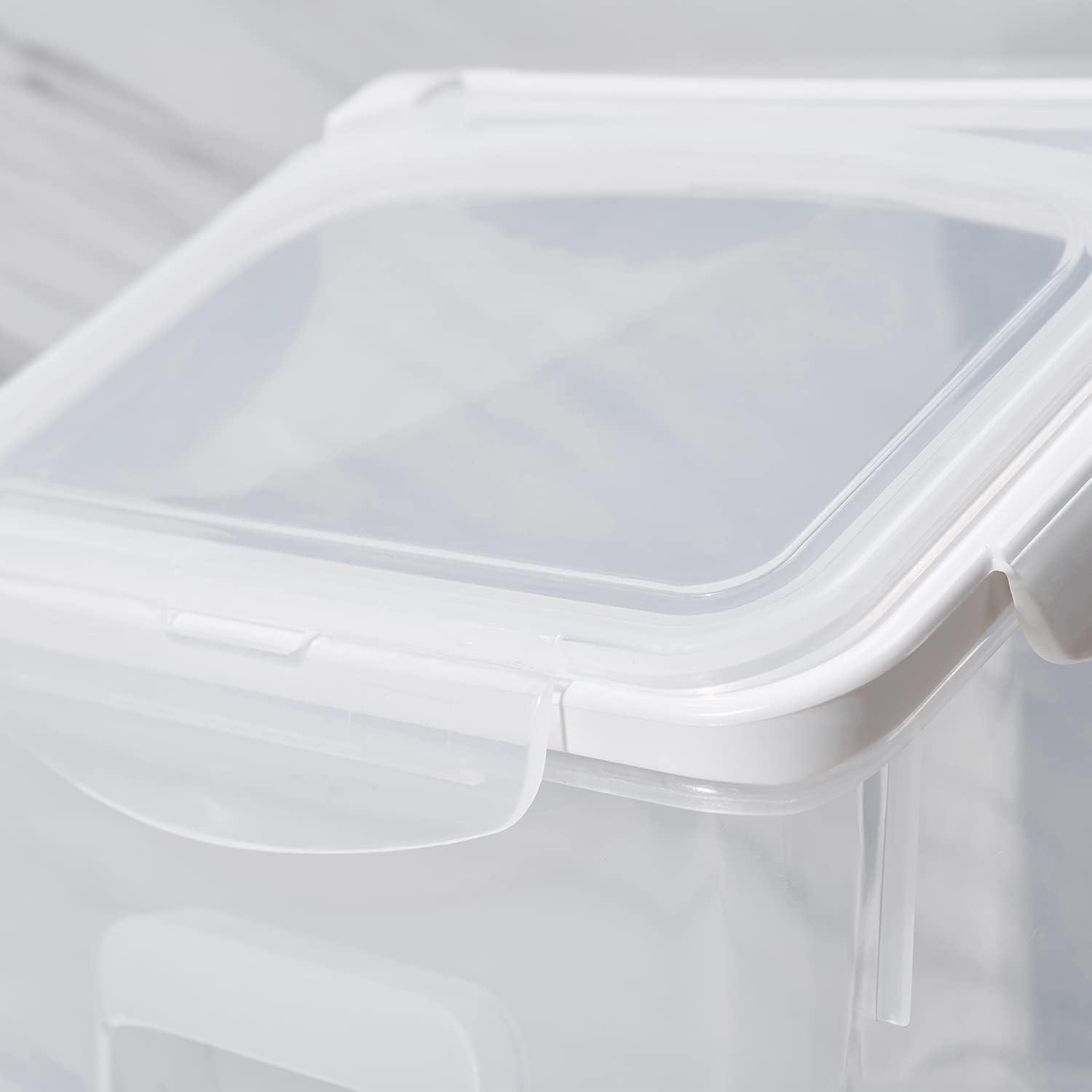 Clear and Off-White Airtight Plastic Food Storage Containers with Measuring Cup, 2 Set