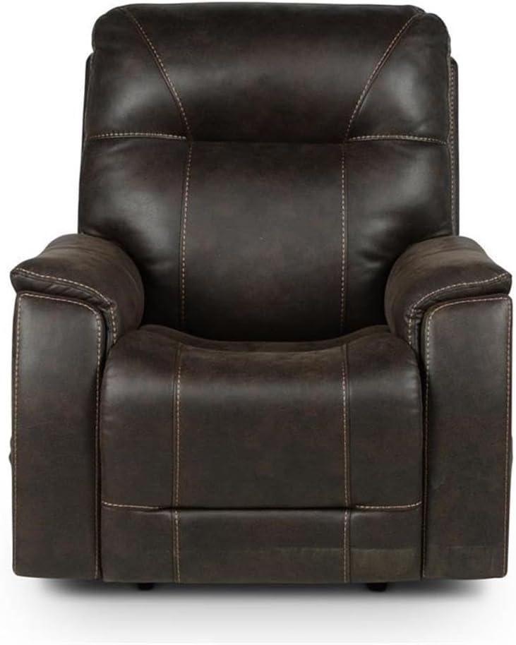 Lexington Power Media Recliner Saddle Brown - Steve Silver Co.: Faux Leather, USB Port, Cup Holder