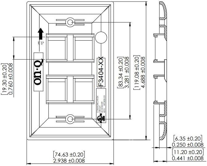 White Single Gang 4-Port Keystone Wall Plate