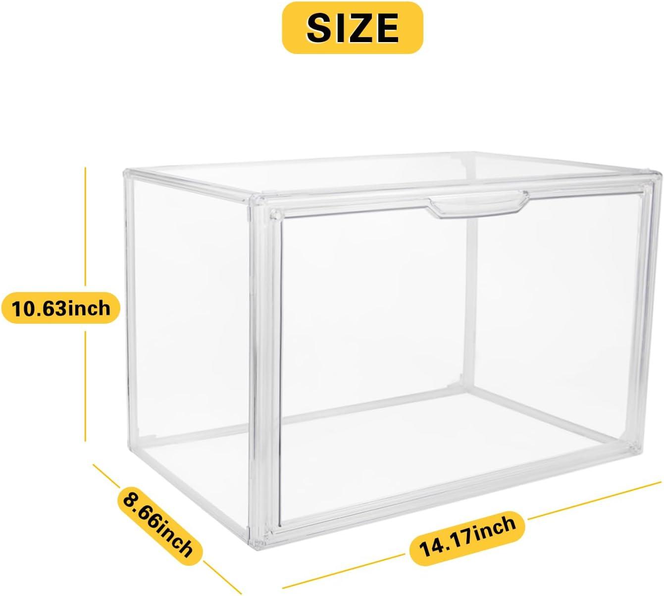 Clear Stackable Acrylic Storage Bin with Magnetic Lid