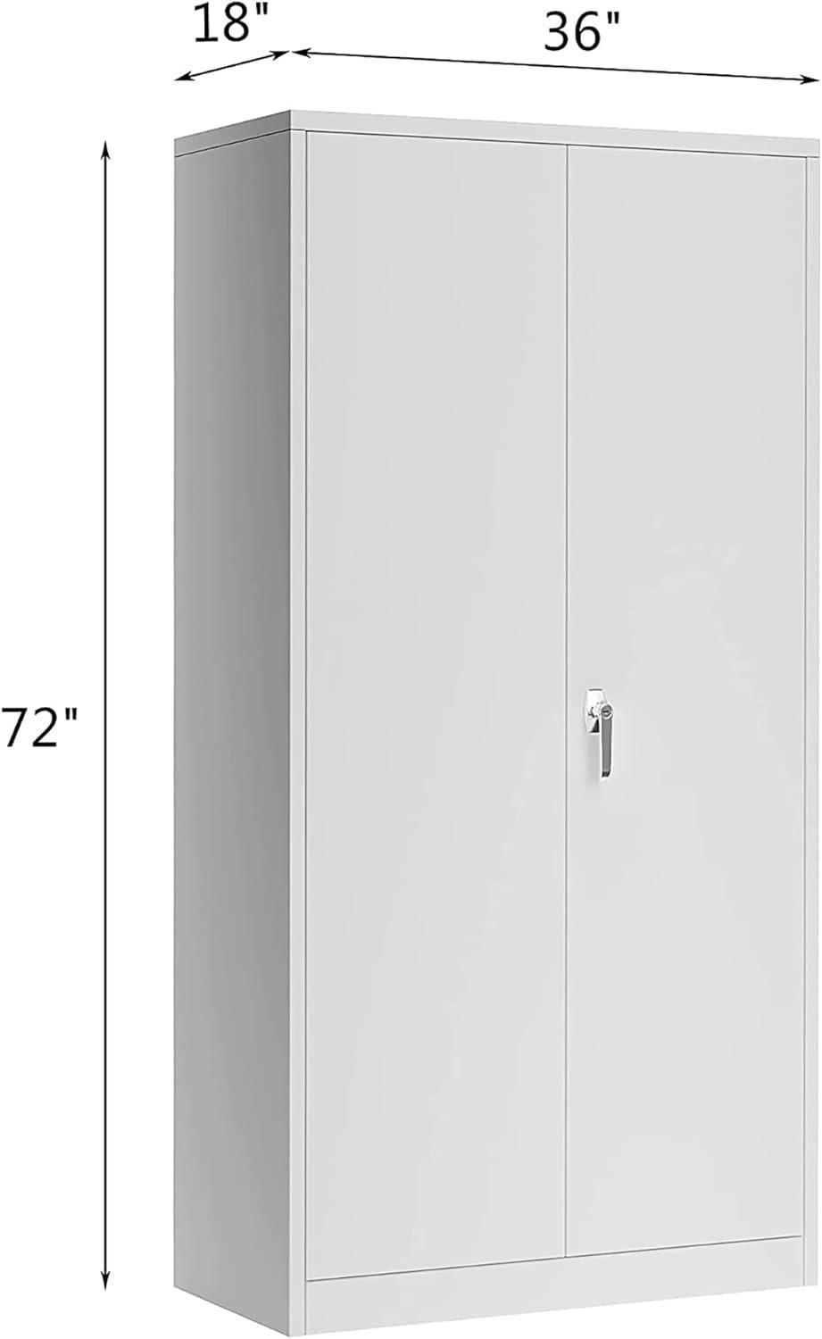 Aobabo 72 Inch Locking Storage Cabinet w/ Adjustable Shelves, Gray