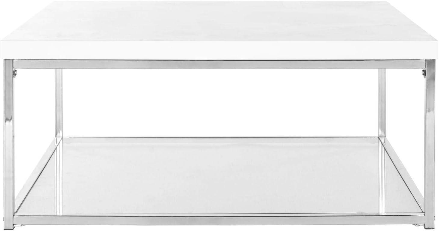 Malone High Gloss Coffee Table - White/Chrome - Safavieh.