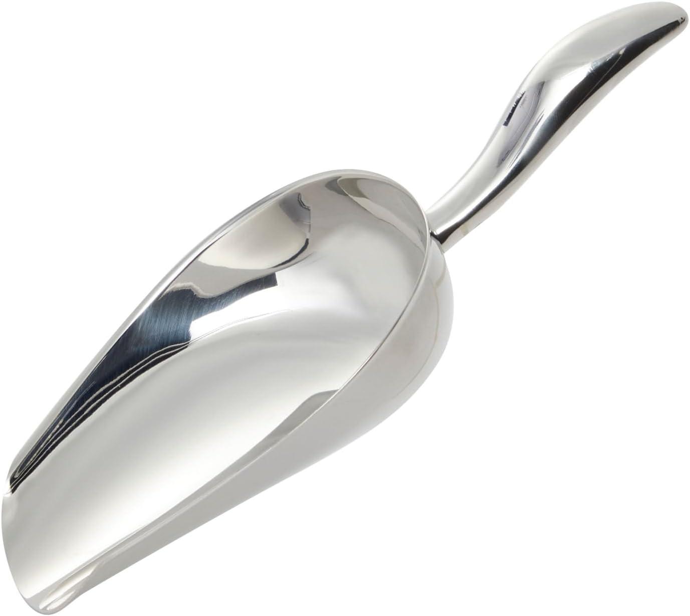Juvale 6oz Stainless Steel Scoop for Ice Bucket, Small Silver Metal Scoop for Flour, Kitchen, Bar, Candy, 9.2 x 3.3 Inches