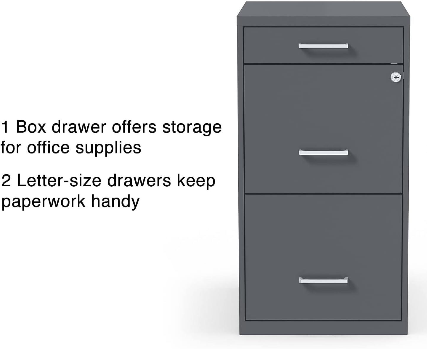 Staples 3-Drawer Vertical File Cabinet Locking Letter Charcoal 18"D (18606) ST52154-CC