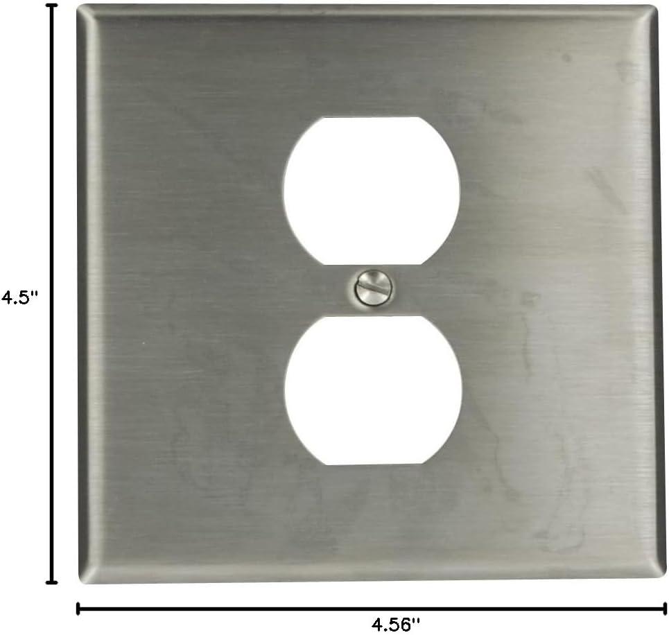 Stainless Steel 2-Gang Duplex Wallplate with Centered Opening