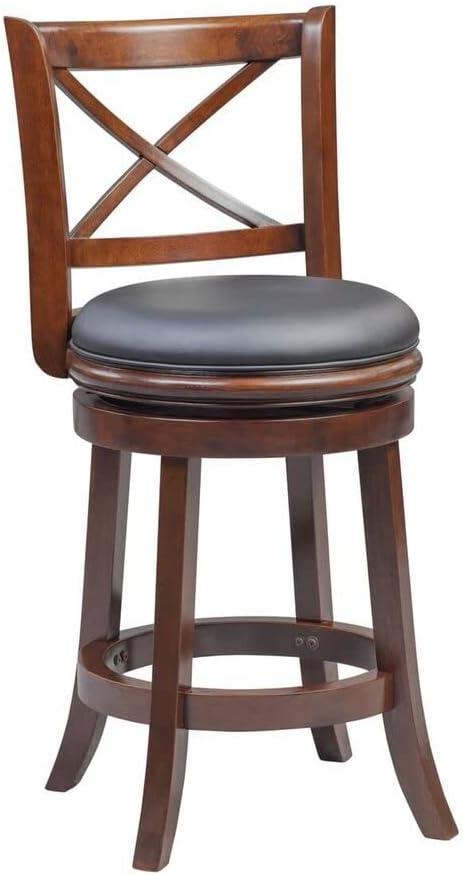 24" Georgia Swivel Hardwood Counter Height Barstool Cappuccino - Boraam: Upholstered, X-Back, 360-Degree
