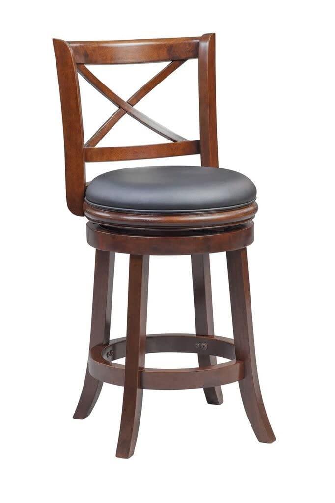 24" Georgia Swivel Hardwood Counter Height Barstool Cappuccino - Boraam: Upholstered, X-Back, 360-Degree