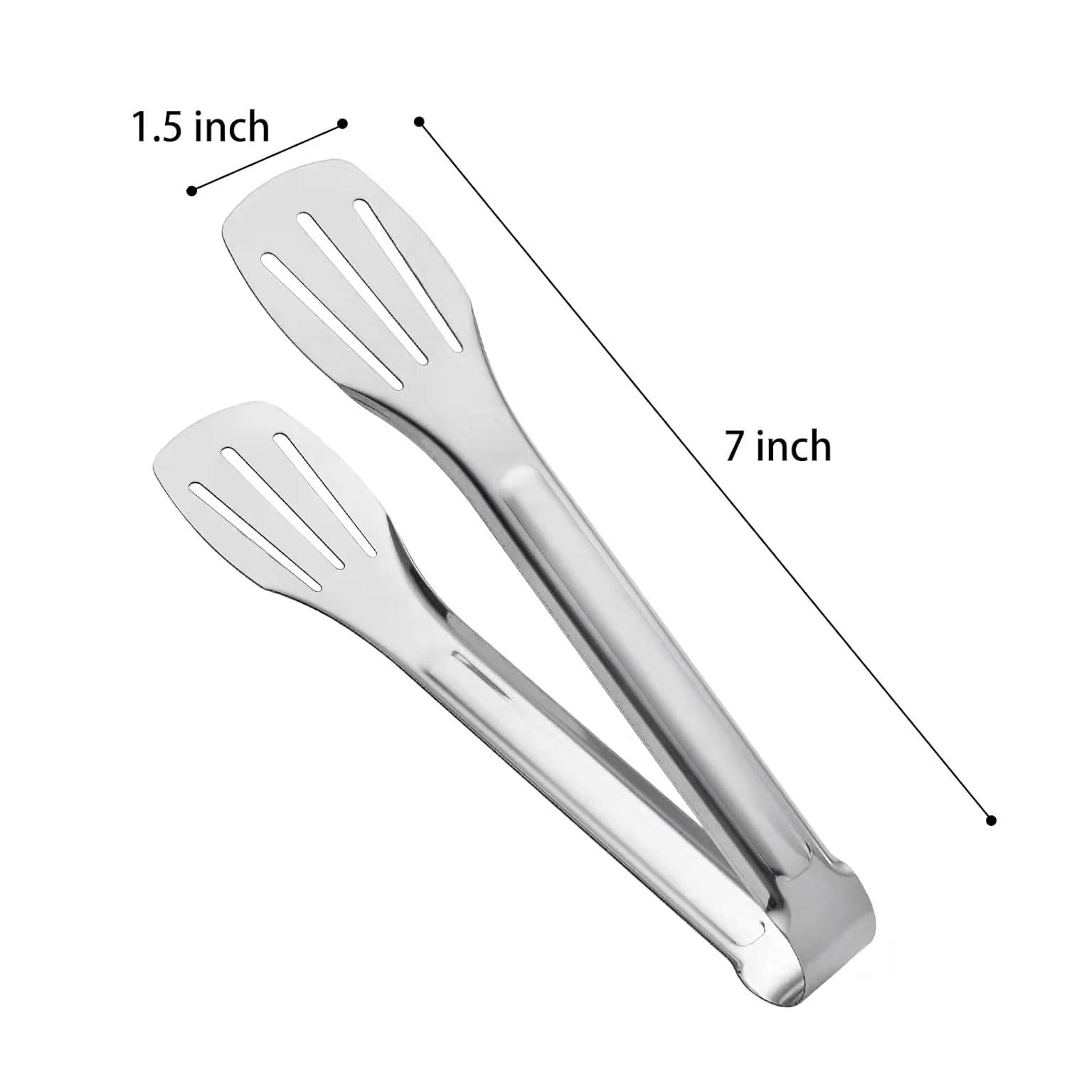 Serving Tong Kitchen Tongs,Buffet Tongs, Stainless Steel Food Tong Serving Tong,small tongs 6 Pack (7 Inch)