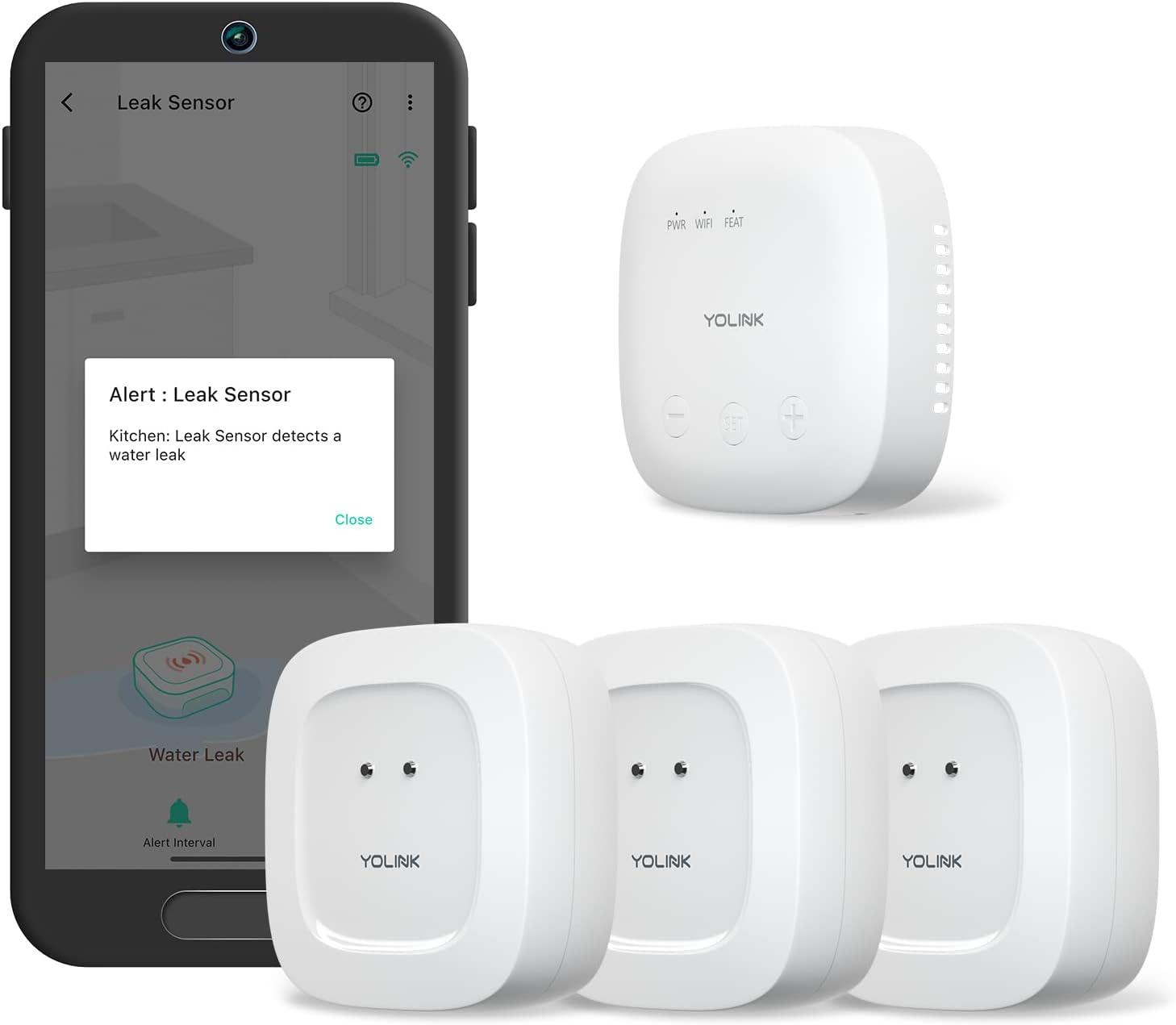 YoLink Wireless Smart Home Water Leak Detection Kit