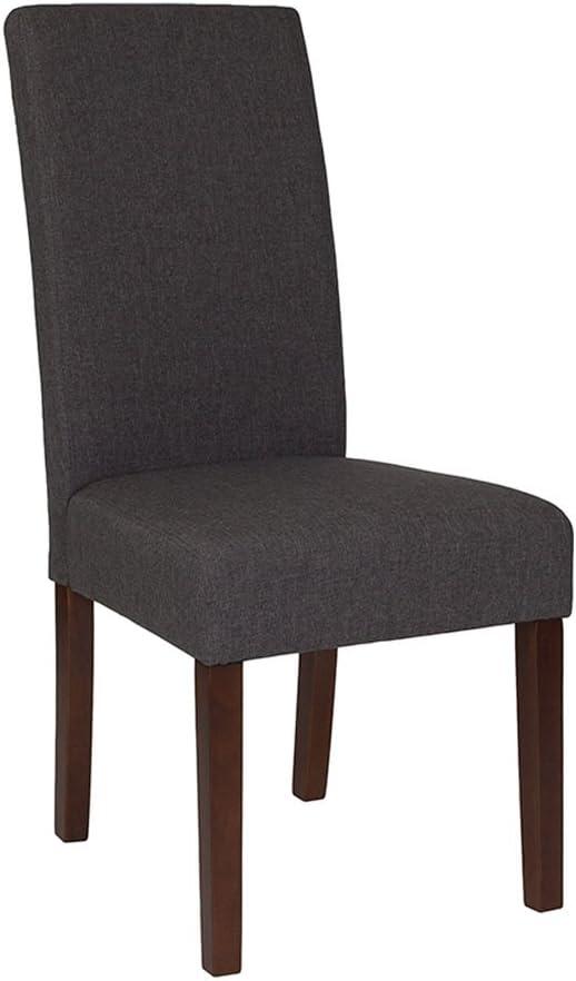 High Parsons Light Gray Fabric Side Chair with Mahogany Wood Legs