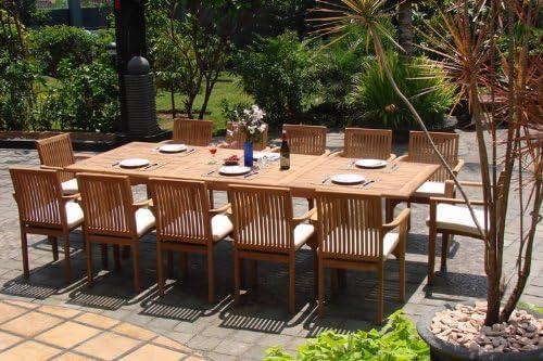 Wholesale Teak 13-Piece Patio Dining Set, Table & Lua Stacking Chairs Grade-A Teak