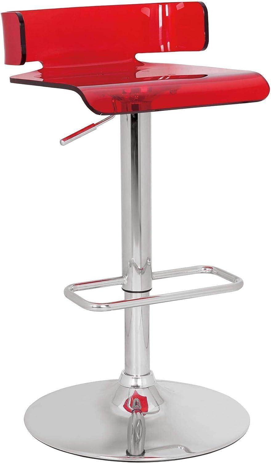 Acme Furniture Rania Adjustable Stool with Swivel, Red & Chrome, 15"L x 16"D x 35"H