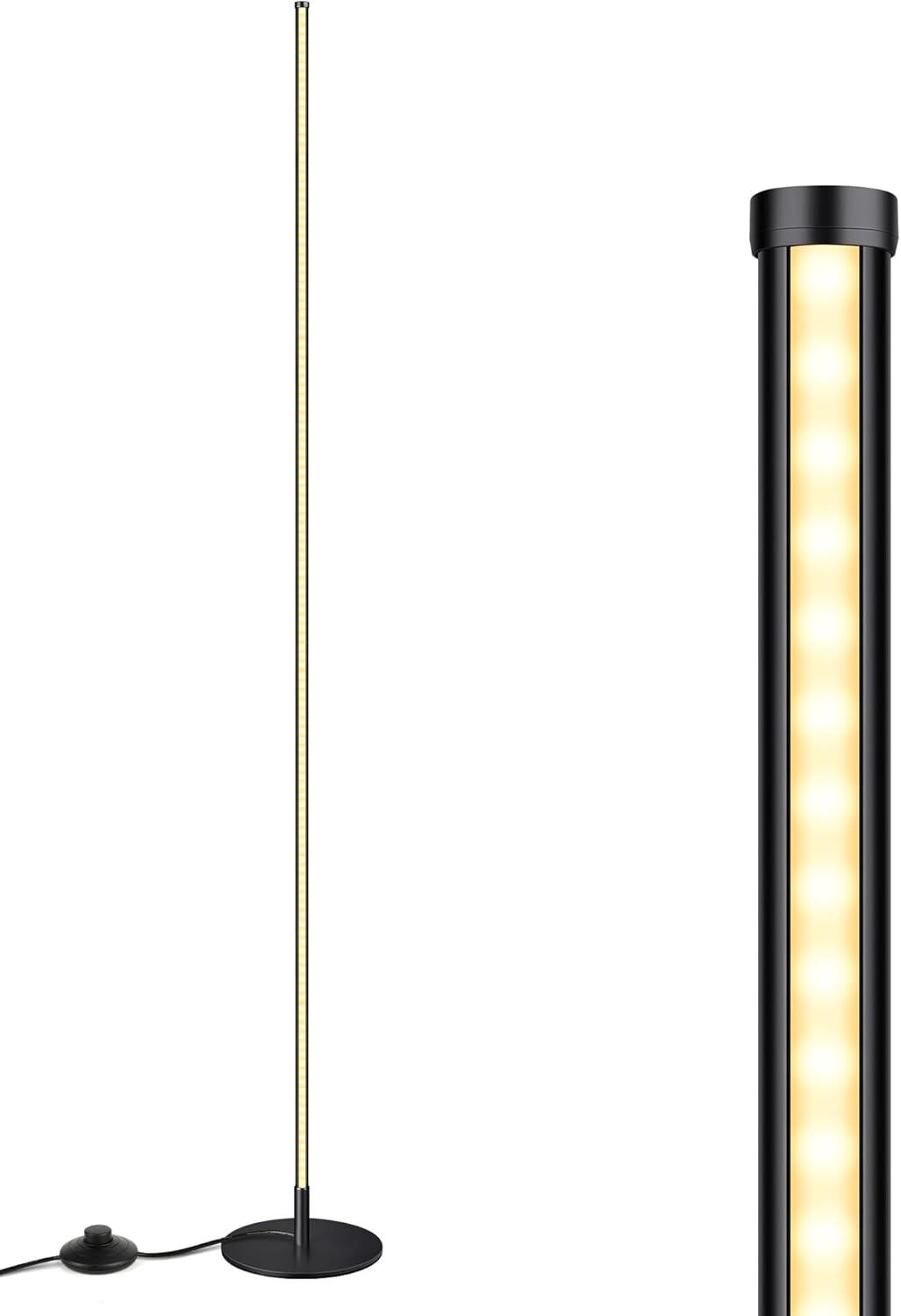 EDISHINE LED Corner Floor Lamp with Remote Control for Living Room, Bedroom, Kidroom, Home Decor, Lighting, Black