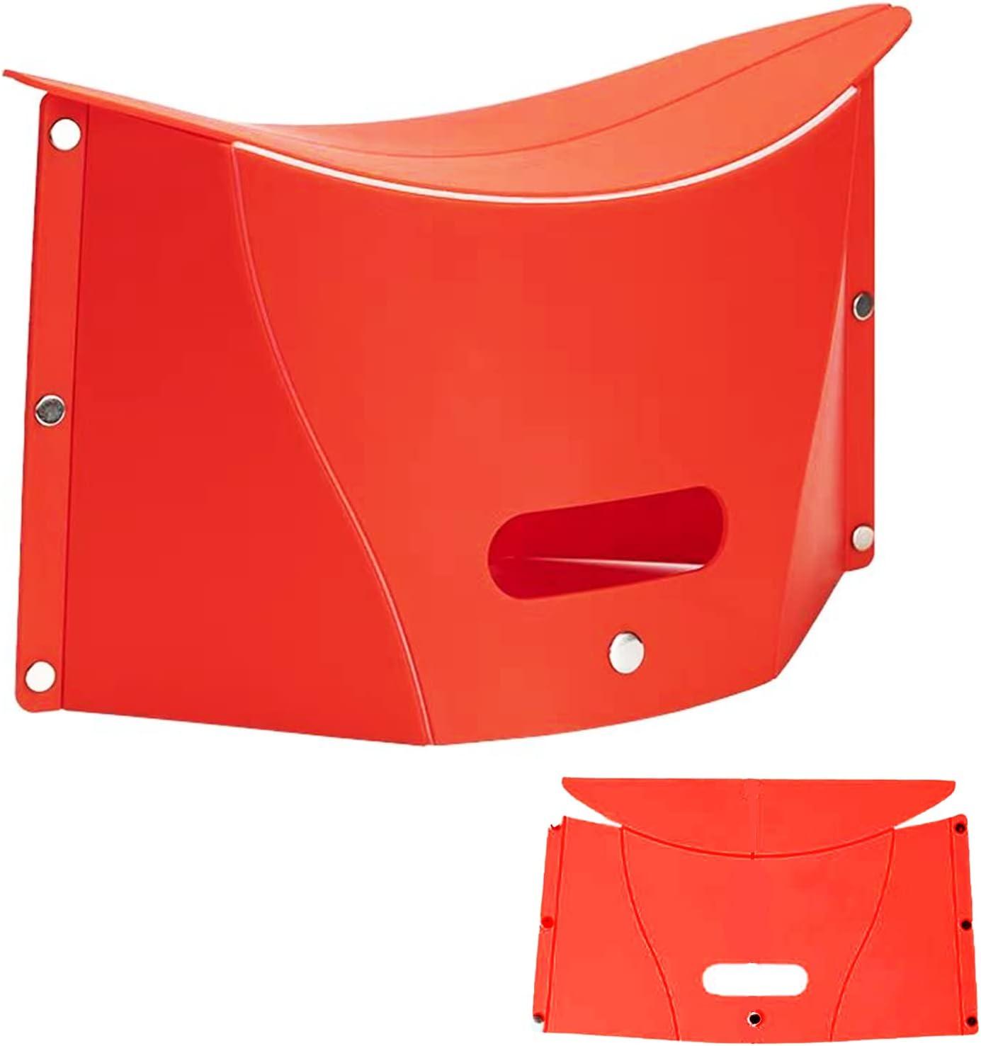 Foldable Portable Outdoor Stool, Thickness of 0.5 in, Quick Opens for Camping Hiking Picnic Fishing Subway, Lightweight Mini Folding Travel Potty Stool, Footrest for Air Travel Red