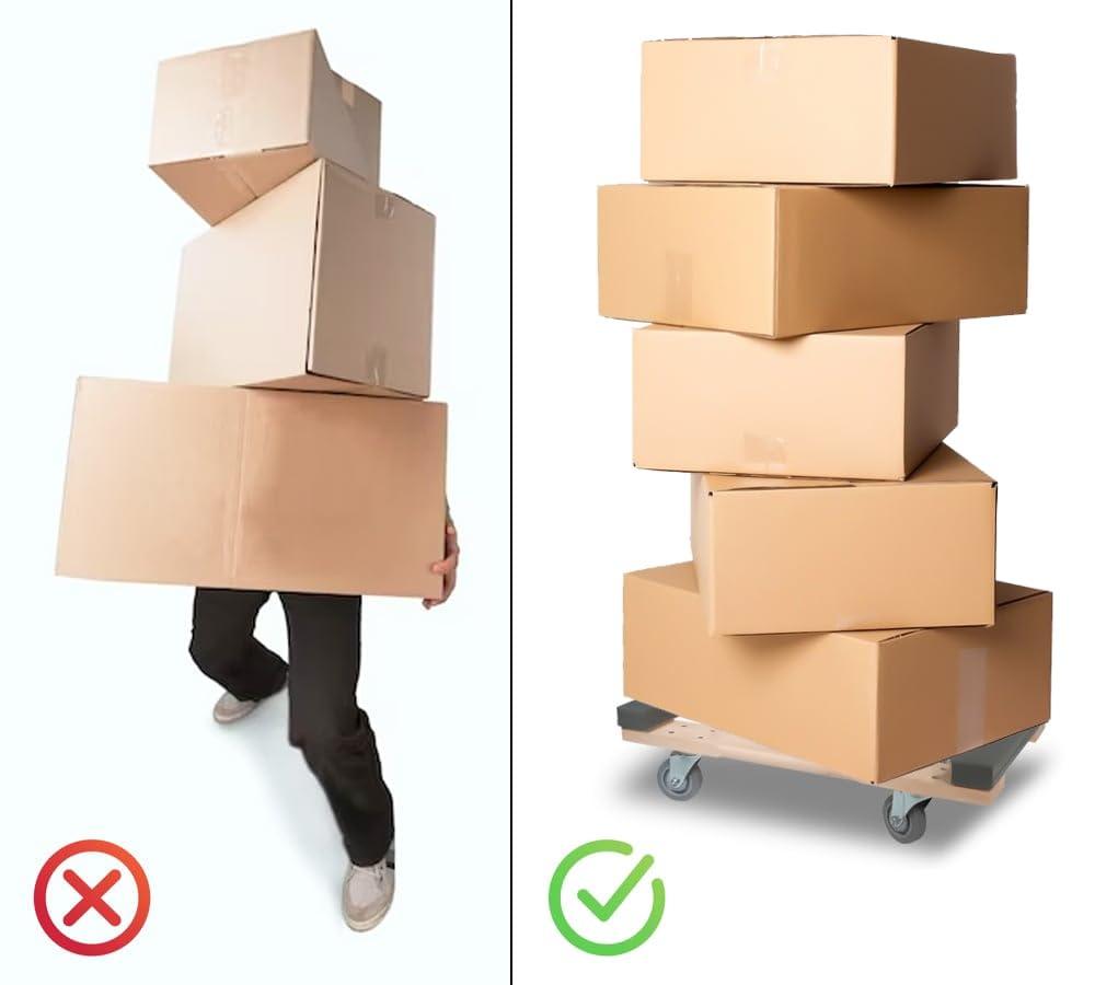 19" x 32" Carpeted Furniture Dolly 4 Wheels 1000 lbs. - Hardwood and Plywood Piano Moving Office Dolly with 3.5" x 4" Swivel Casters Mover