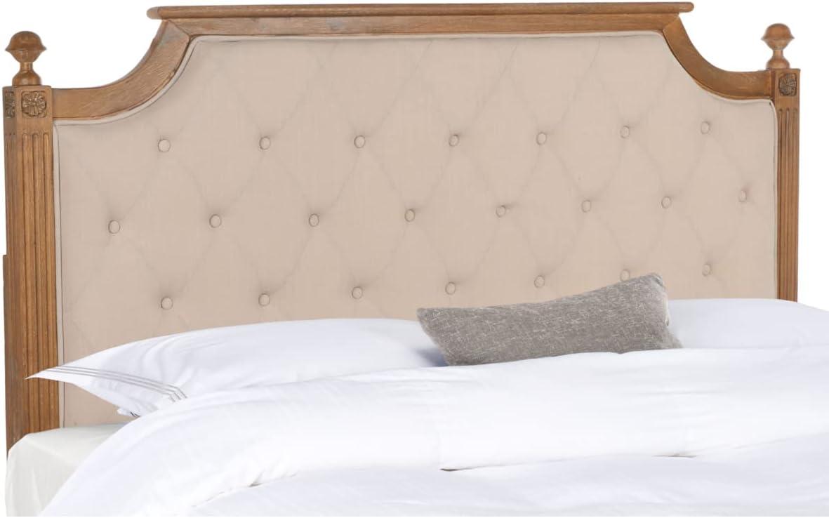 SAFAVIEH Rustic Wood Tufted Upholstered Headboard, Full, Beige Velvet