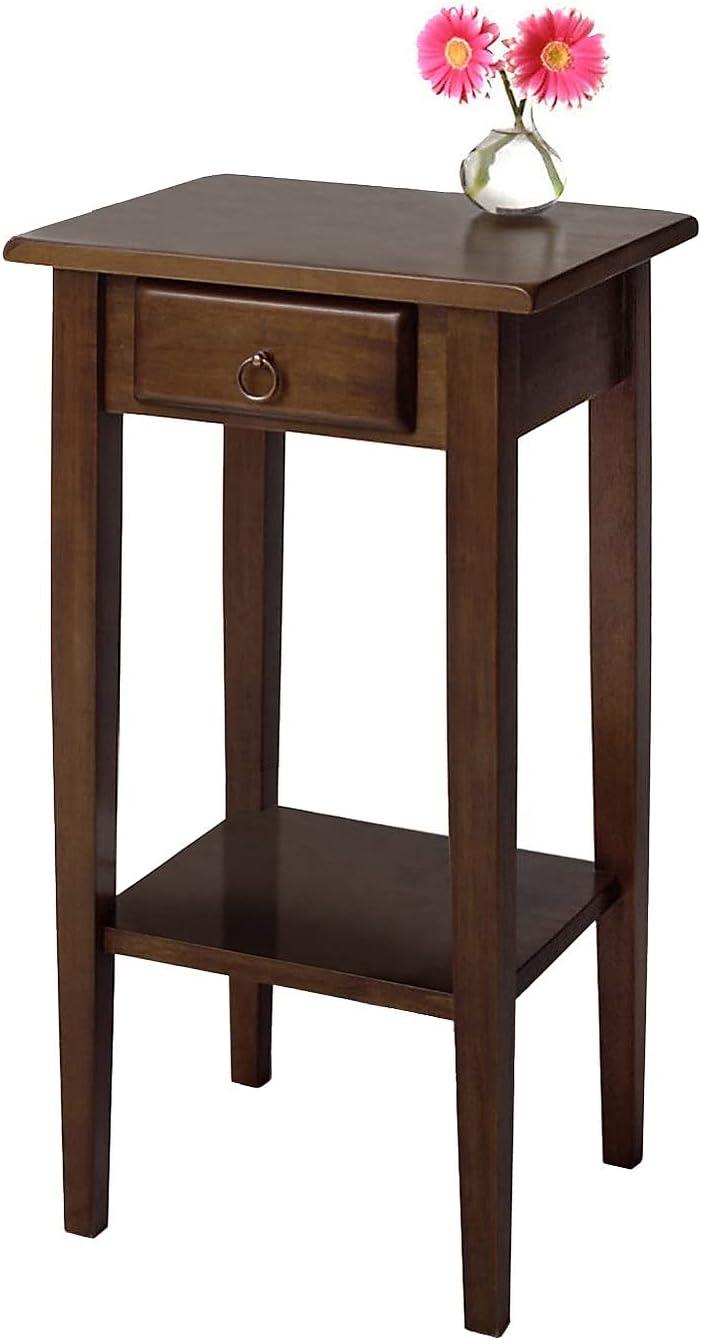 Transitional Regalia 29.5" Walnut Wood & Stone Accent Table with Storage