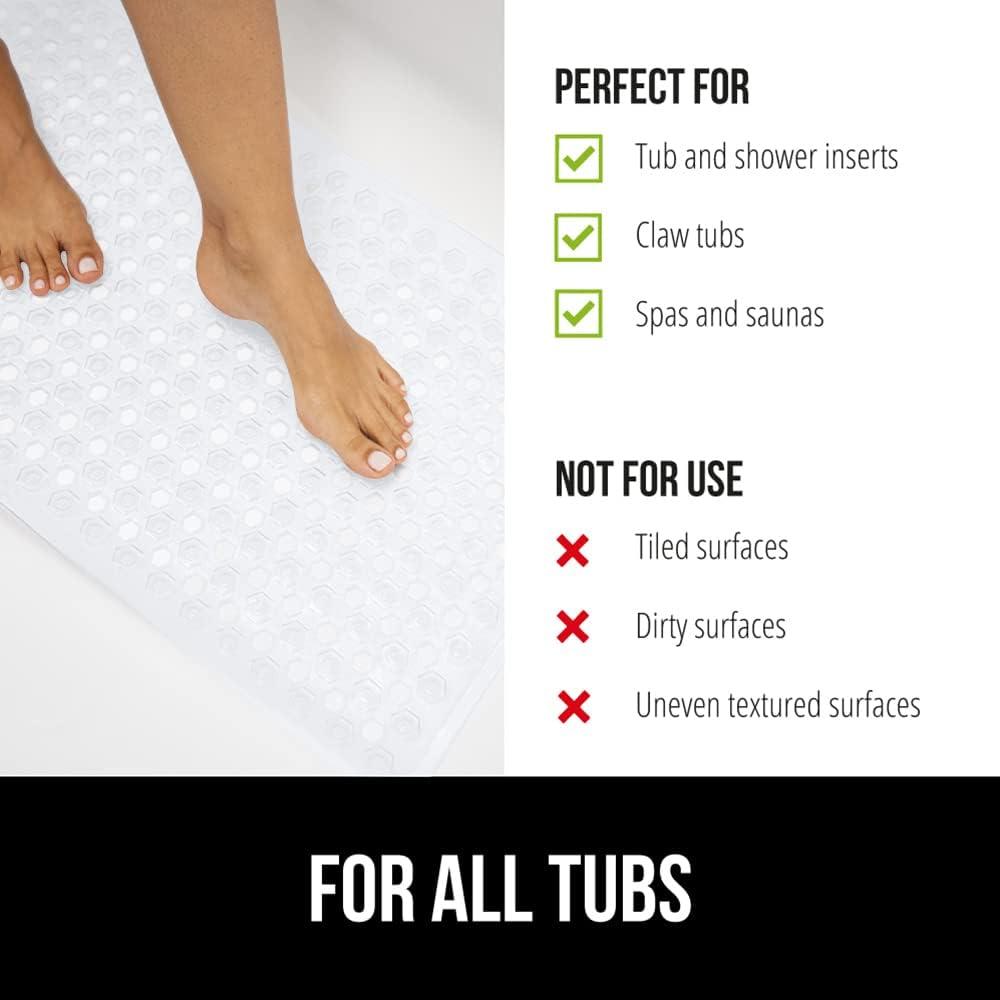 Gorilla Grip Patented Bathtub Mat, Hundreds of Suction Cups, 35x16 Size, White Opaque