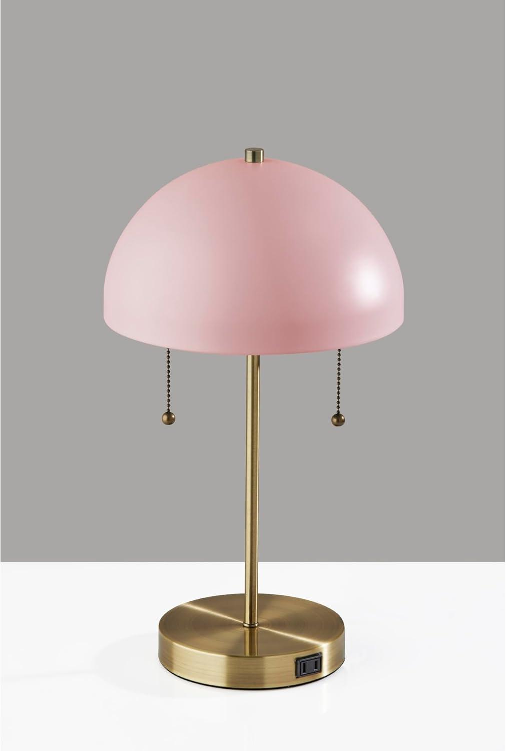 Bowie Antique Brass Table Lamp Light Pink - Adesso: Vintage-Inspired, Dual Pull Chain, ETL Listed, No Assembly Required