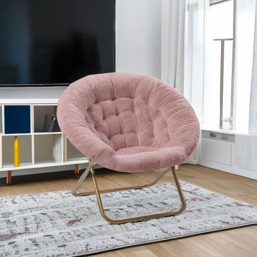 Milliard Cozy Faux Fur Saucer Chair X-Large, Pink
