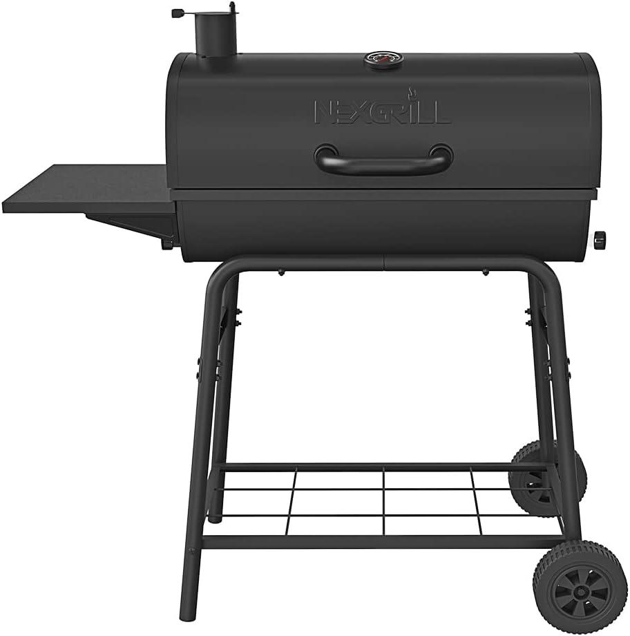 Nexgrill Black 29" Charcoal Barrel Grill with Side Shelf