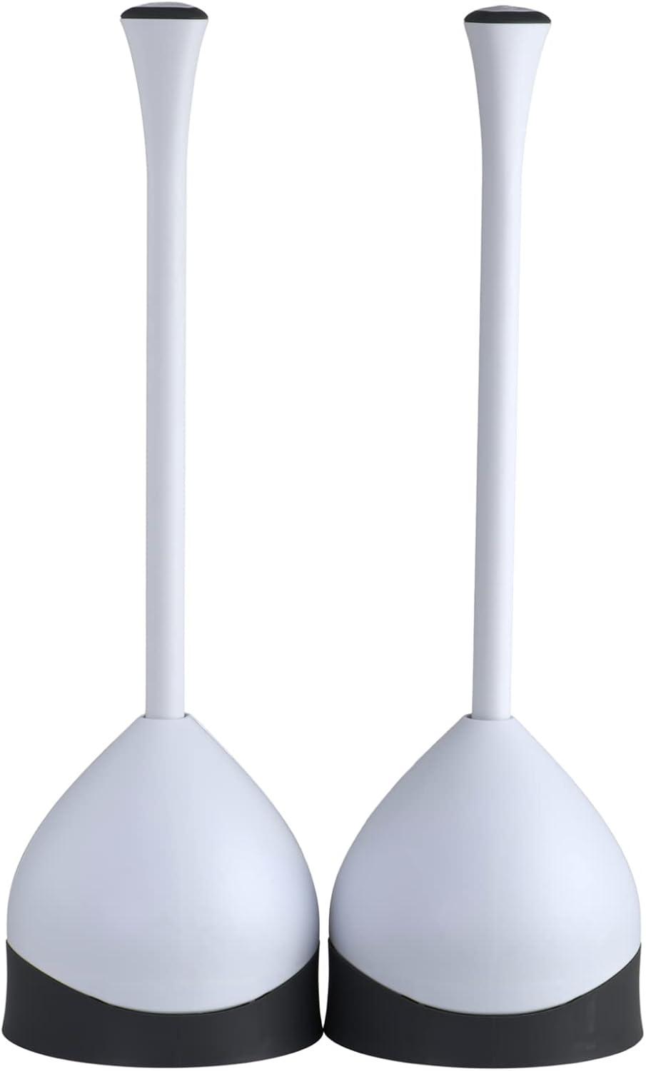 White and Black Toilet Plunger Set with Flange