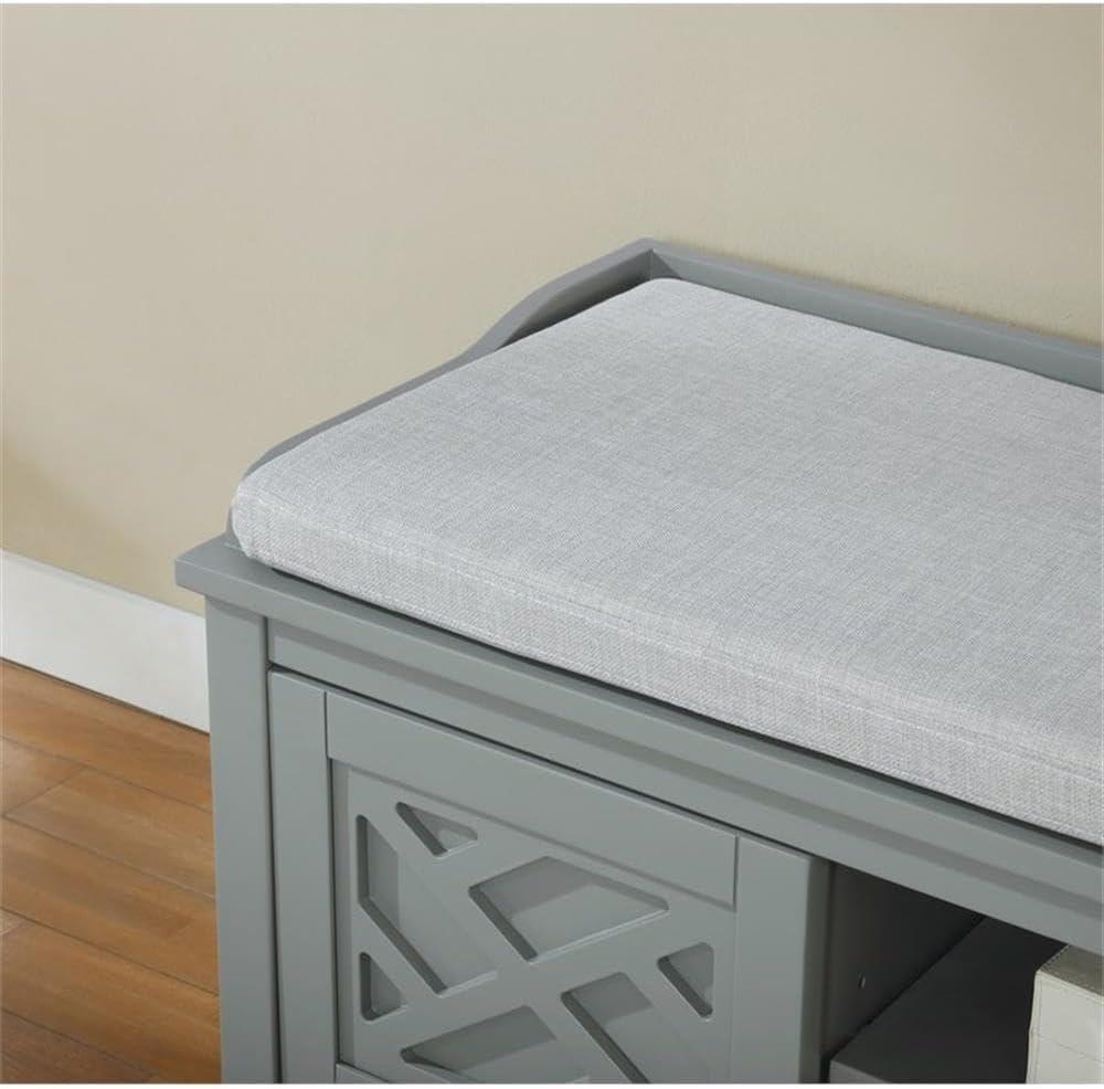 Alaterre Furniture Coventry 45 in. Pine Wood Storage Bench with Cushion, Entryway Organization & Decoration, 3 Adjustable/Removable Cubbies, Gray