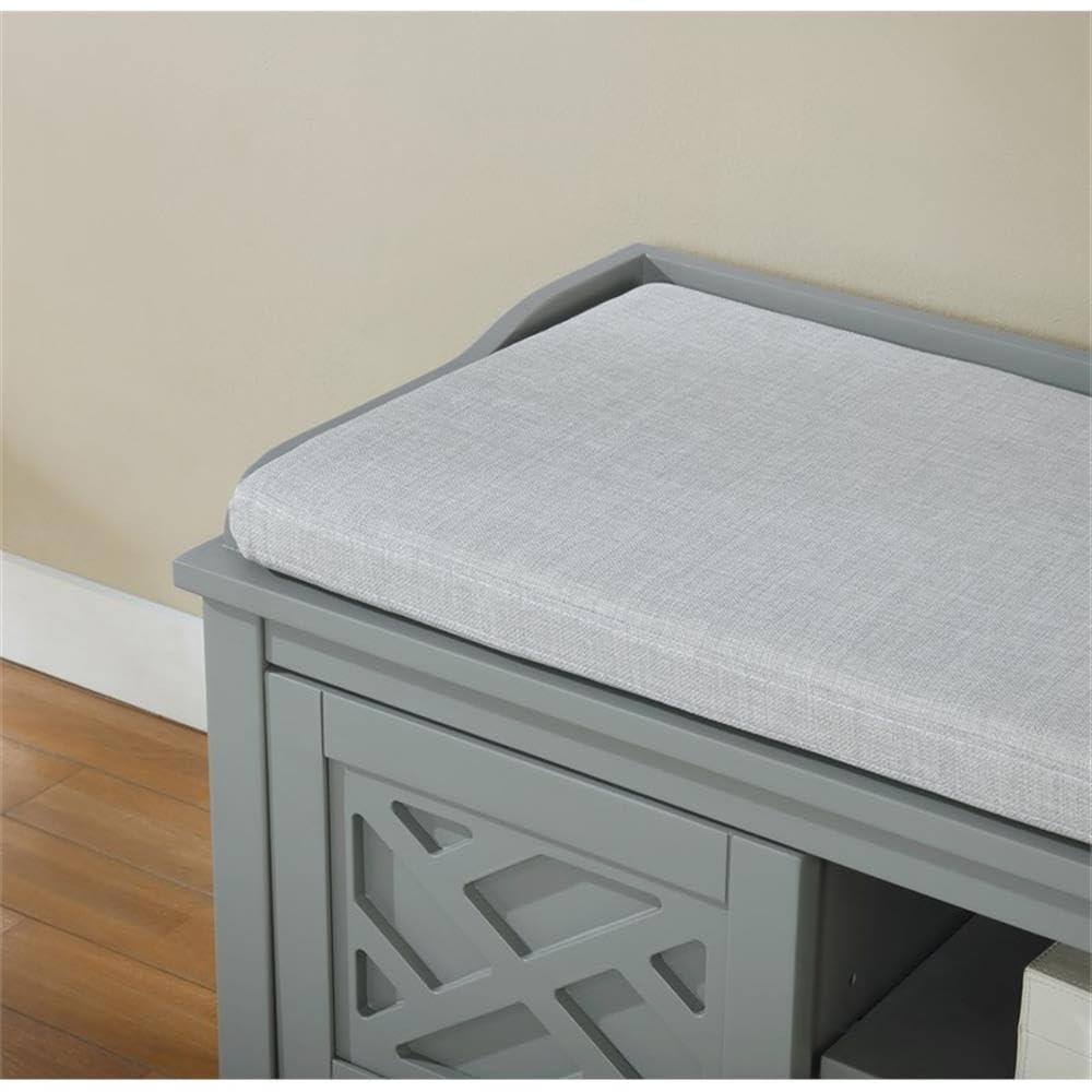 Alaterre Furniture Coventry 45 in. Pine Wood Storage Bench with Cushion, Entryway Organization & Decoration, 3 Adjustable/Removable Cubbies, Gray