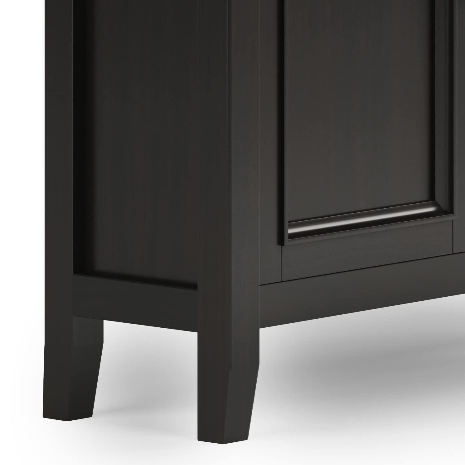 Simpli Home Amherst 36"W Solid Wood 2-Shelf Entryway Storage Cabinet with 2 Drawers and Adjustable Shelves
