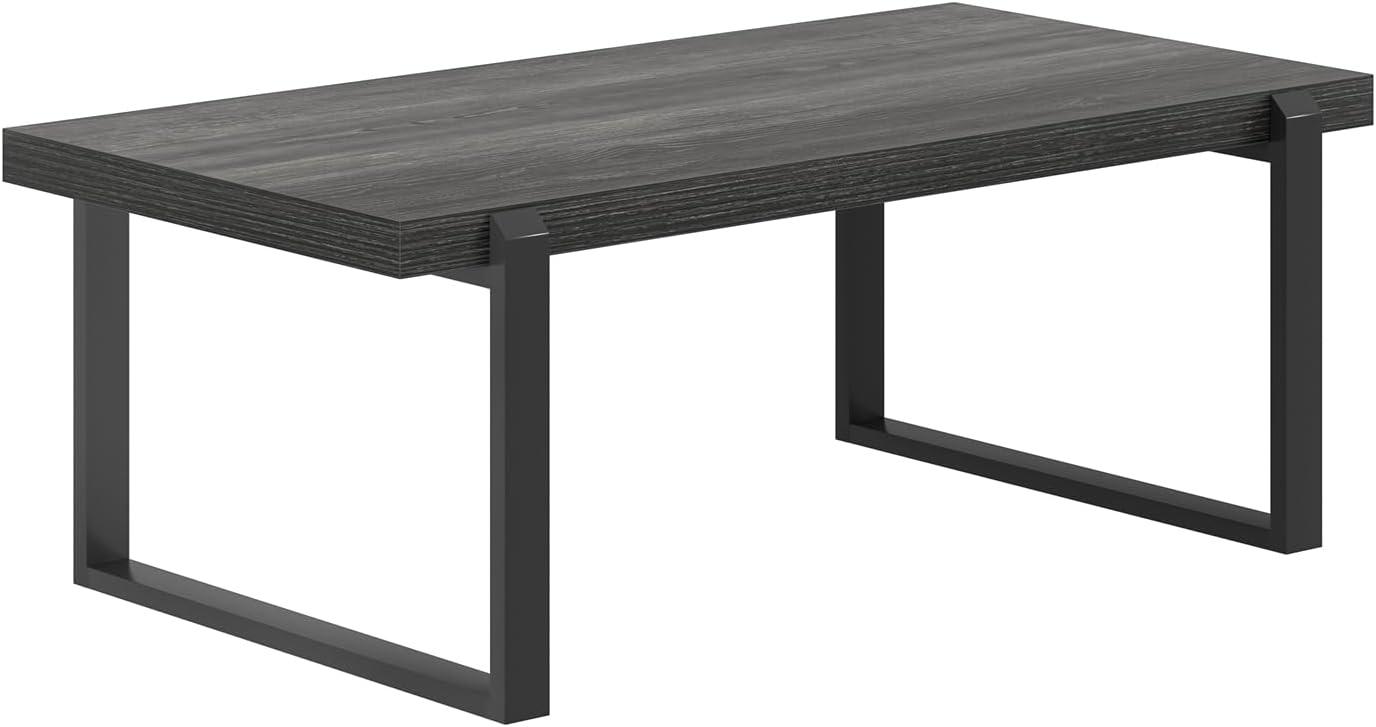 FOLUBAN Coffee Table, Modern Rustic Wood and Metal Center Table with Storage, Industrial Cocktail Tea Table for Living Room, Oak, 47 Inch