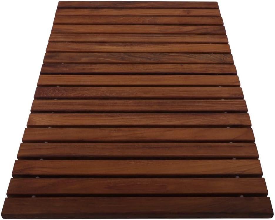 Nordic Teak 23.62" x 15.75" Shower and Bath String Mat with Rubber Feet