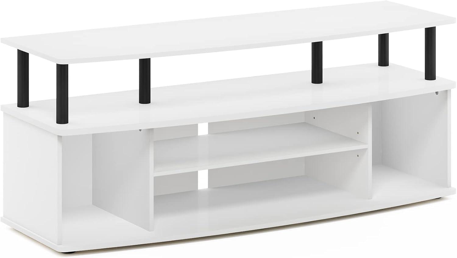 Furinno Modern TV Cabinet Large Entertainment Center Hold up to 55" TV with Open Storage Shelves White/Black