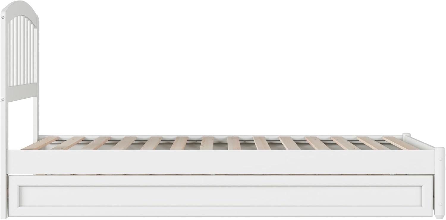 Lucia Twin XL Wood Platform Bed with Panel Footboard & Twin XL Trundle in White