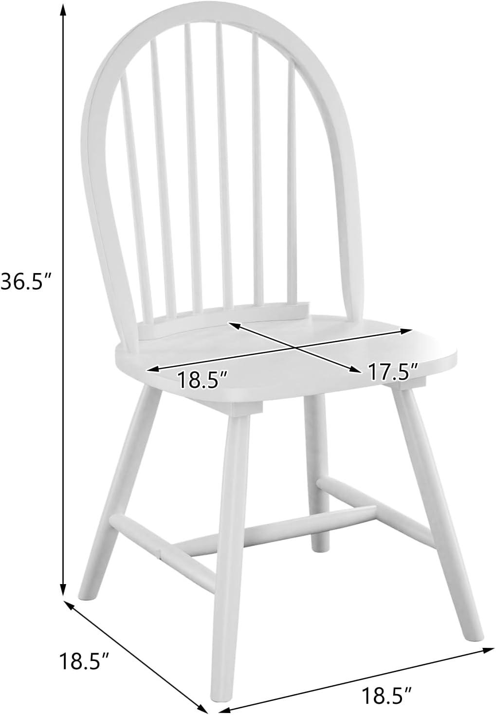 Costway Set of 2 Vintage Windsor Dining Side Chair Wood Spindleback Kitchen Room White