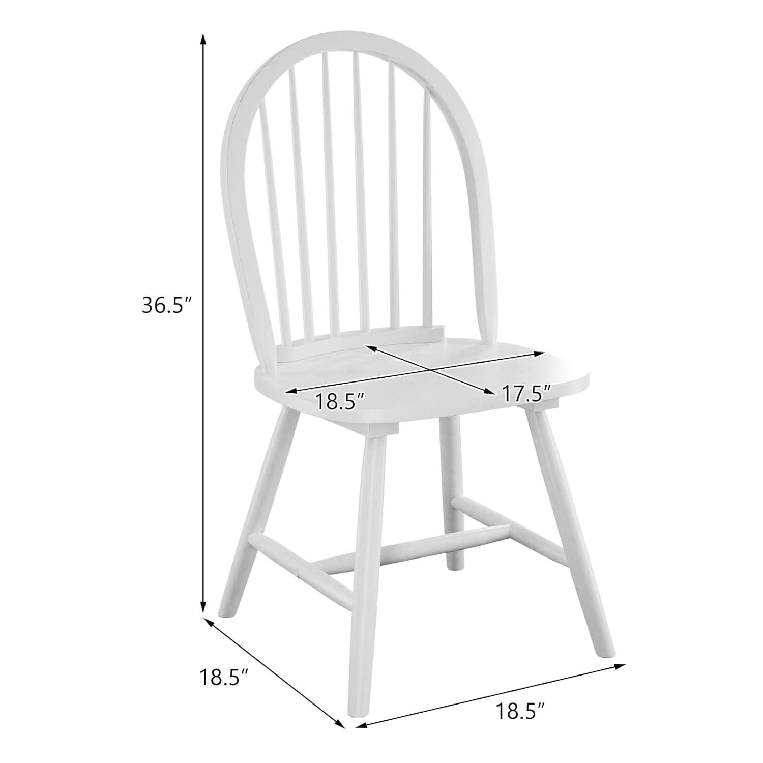 Costway Set of 2 Vintage Windsor Dining Side Chair Wood Spindleback Kitchen Room White