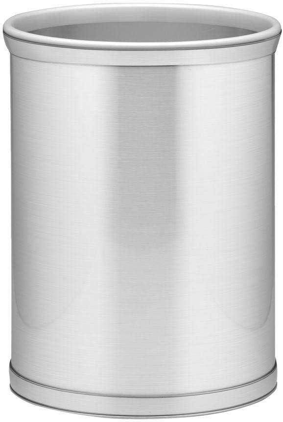 Brushed Chrome 13 Quart Waste Basket with Grey Bumper