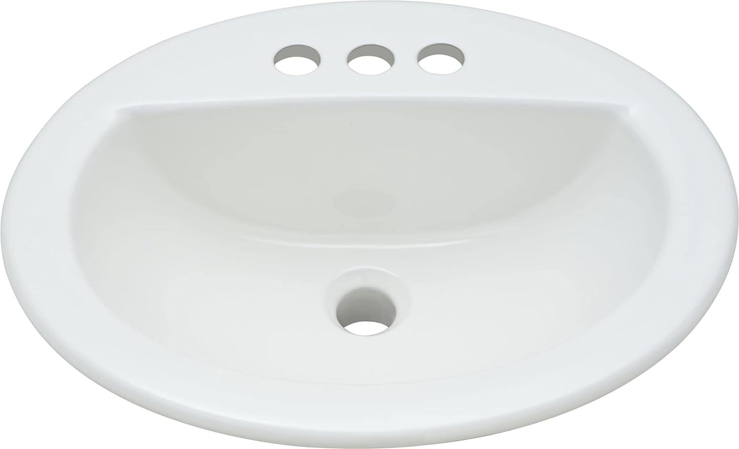 Proflo 16.5'' White Vitreous China Oval Bathroom Sink with Overflow