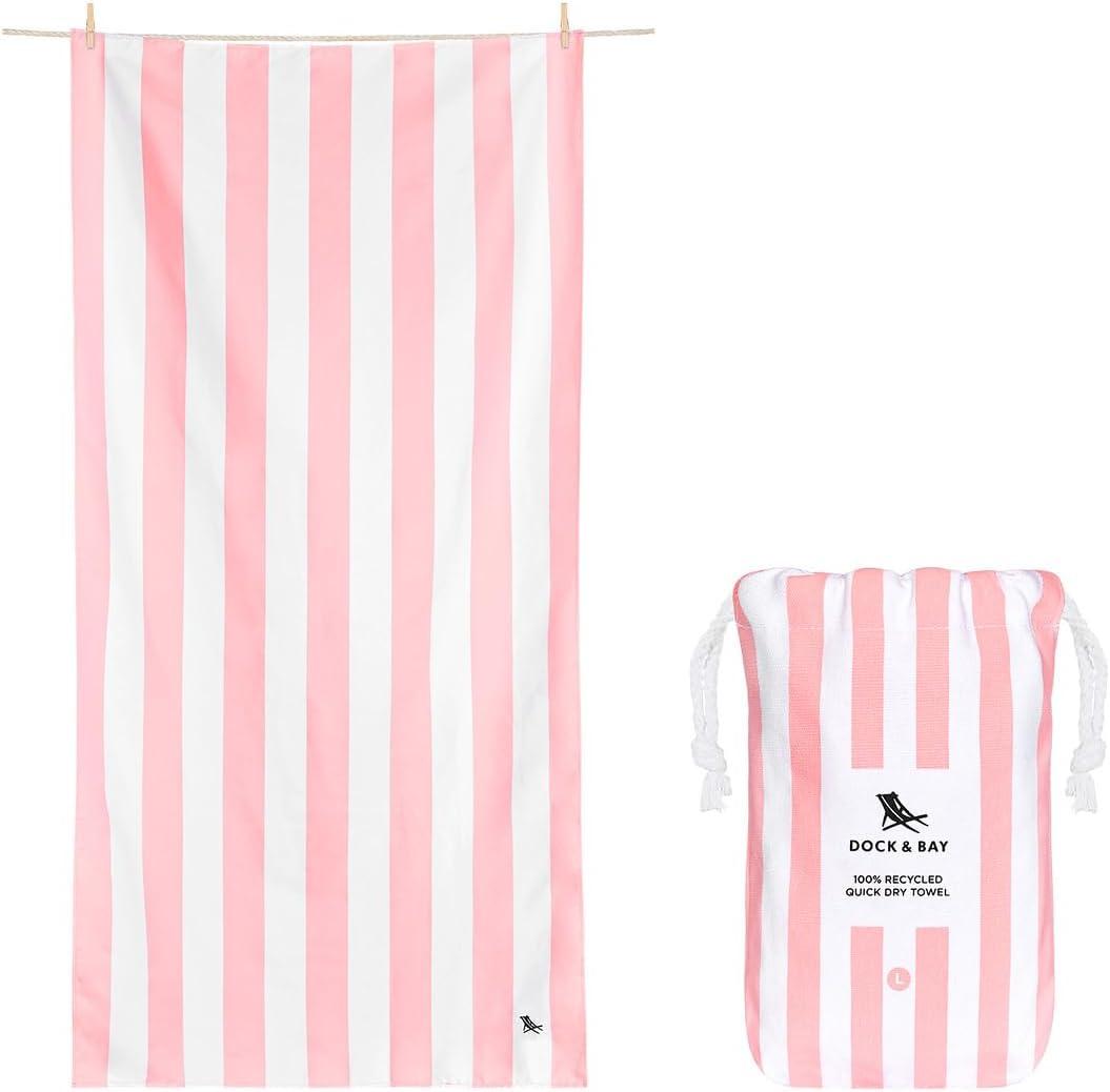 Dock & Bay Beach Towel - Quick Dry, Sand Free - Compact, Lightweight - 100% Recycled - Includes Bag