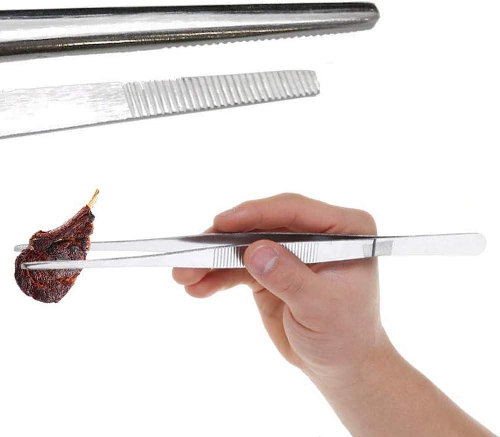 Bentne 12Inch Fine Tweezer Tongs 2pcs Extra Long Stainless Steel Tweezers Tongs for Outdoor BBQ Daily Cooking