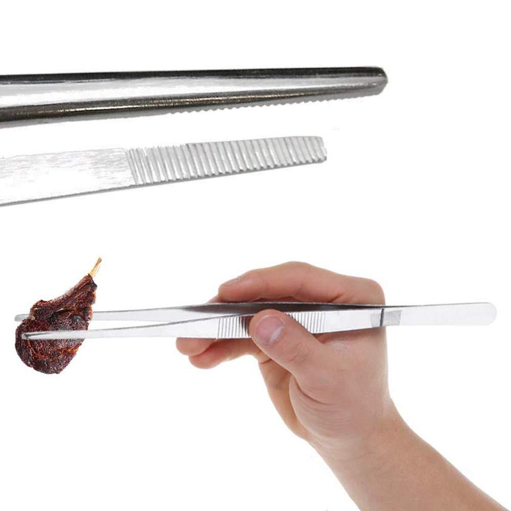 Bentne 12Inch Fine Tweezer Tongs 2pcs Extra Long Stainless Steel Tweezers Tongs for Outdoor BBQ Daily Cooking
