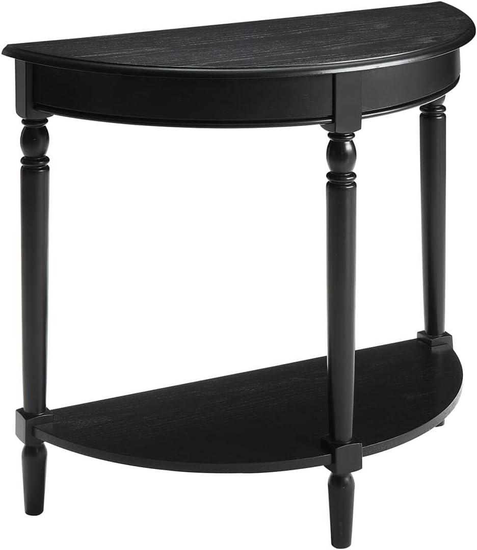 Elegant French Country Black Half-Moon Hall Table with Shelf