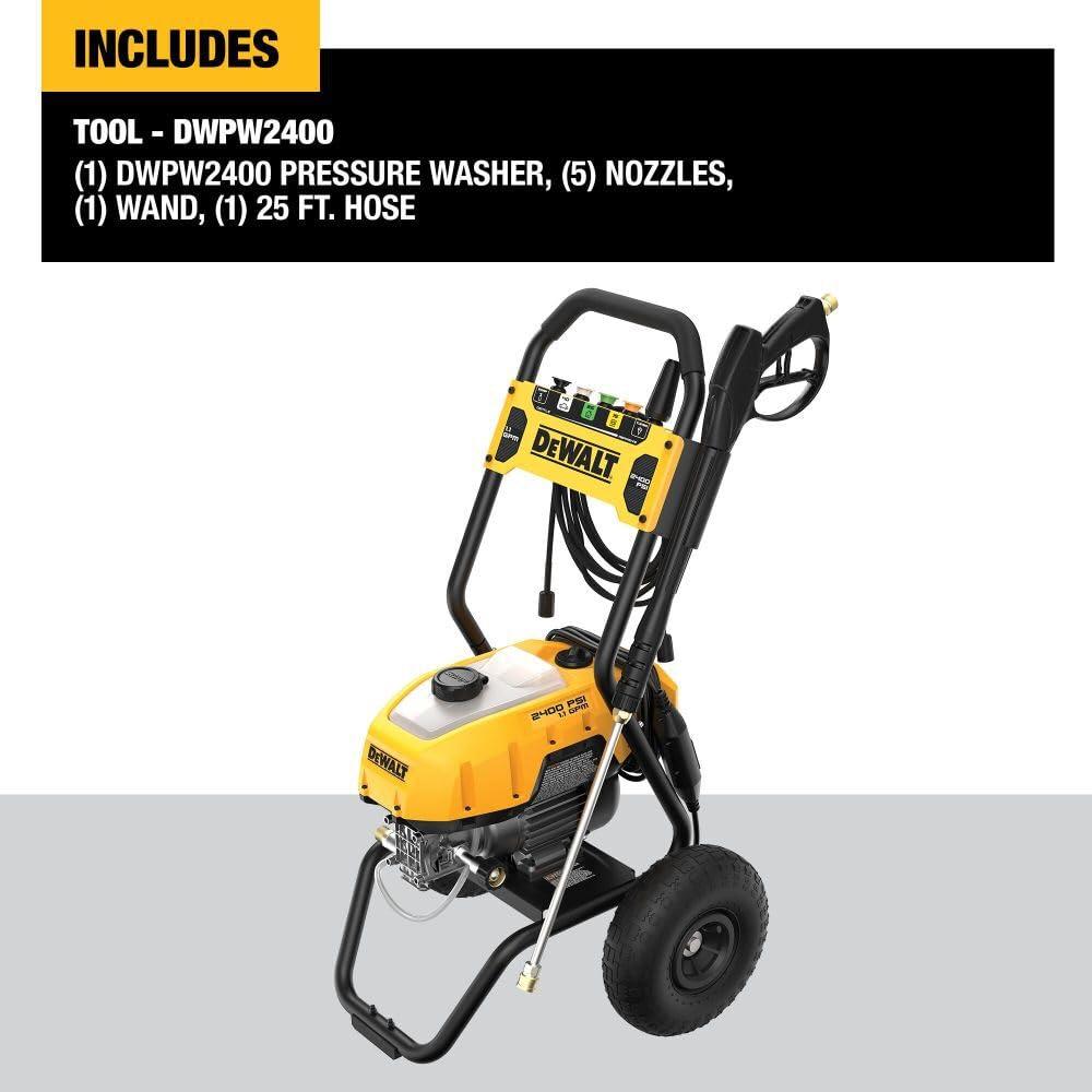 DEWALT AC Pressure Washer 2400 PSI at 120V Electric Cold, Quick Connect Tips