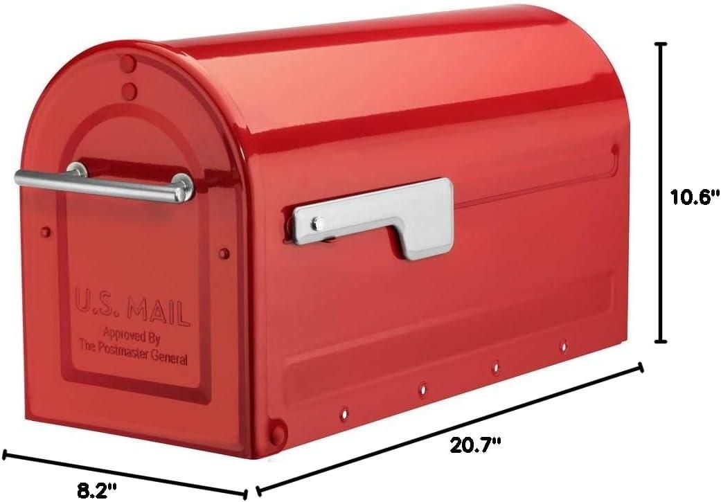 Large Red Aluminum Post Mount Mailbox