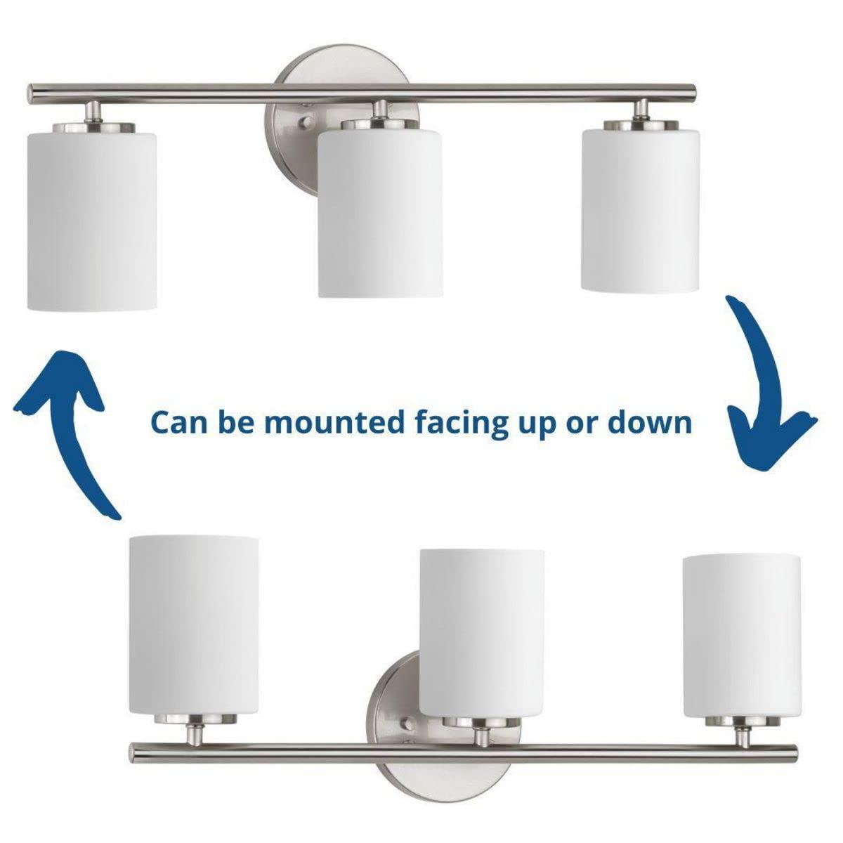 Progress Lighting Replay Collection 3-Light Bath Vanity, Brushed Nickel, Shade Included