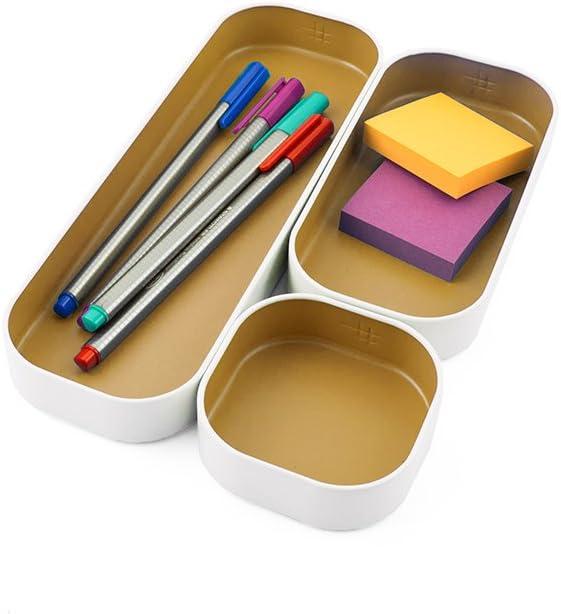 Three By Three Seattle Drawer Organizer Pack of 3, 1", Gold (52314)