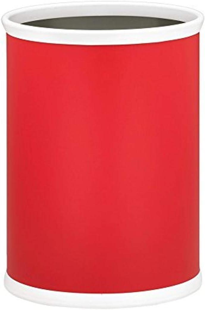 Red Oval Vinyl Bathroom Trash Can, 3.25 Gallon