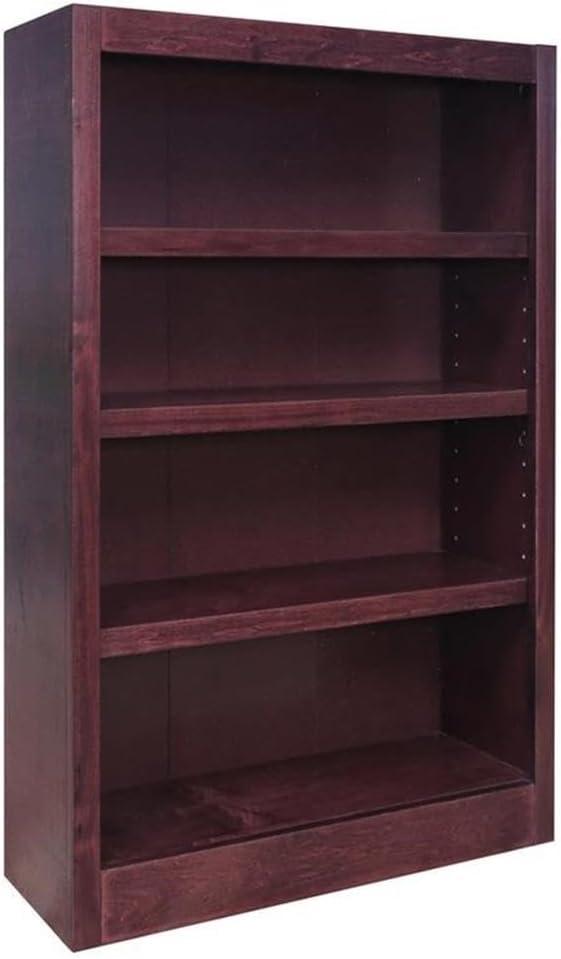 Espresso Finish Adjustable 4-Shelf Wood Bookcase