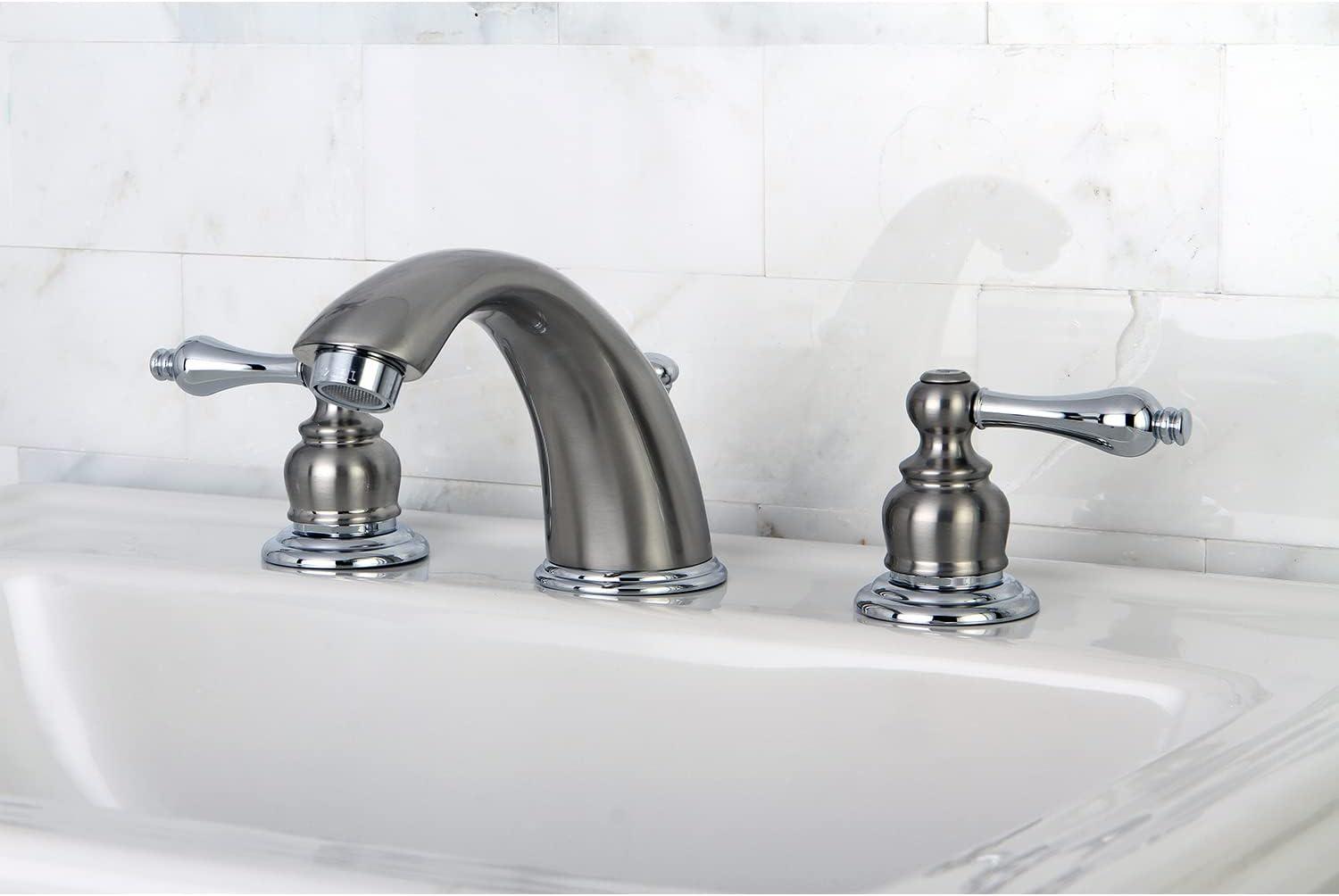 Kingston Brass KB977AL Victorian Widespread Bathroom Faucet, Brushed Nickel/Polished Chrome
