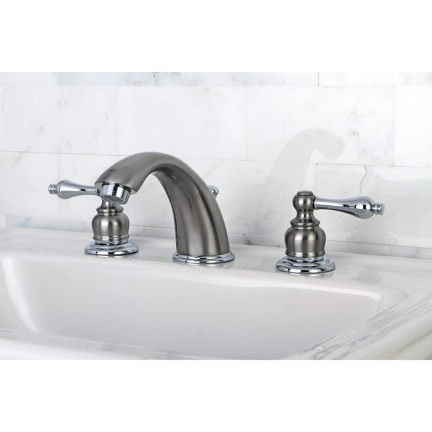 Kingston Brass KB977AL Victorian Widespread Bathroom Faucet, Brushed Nickel/Polished Chrome